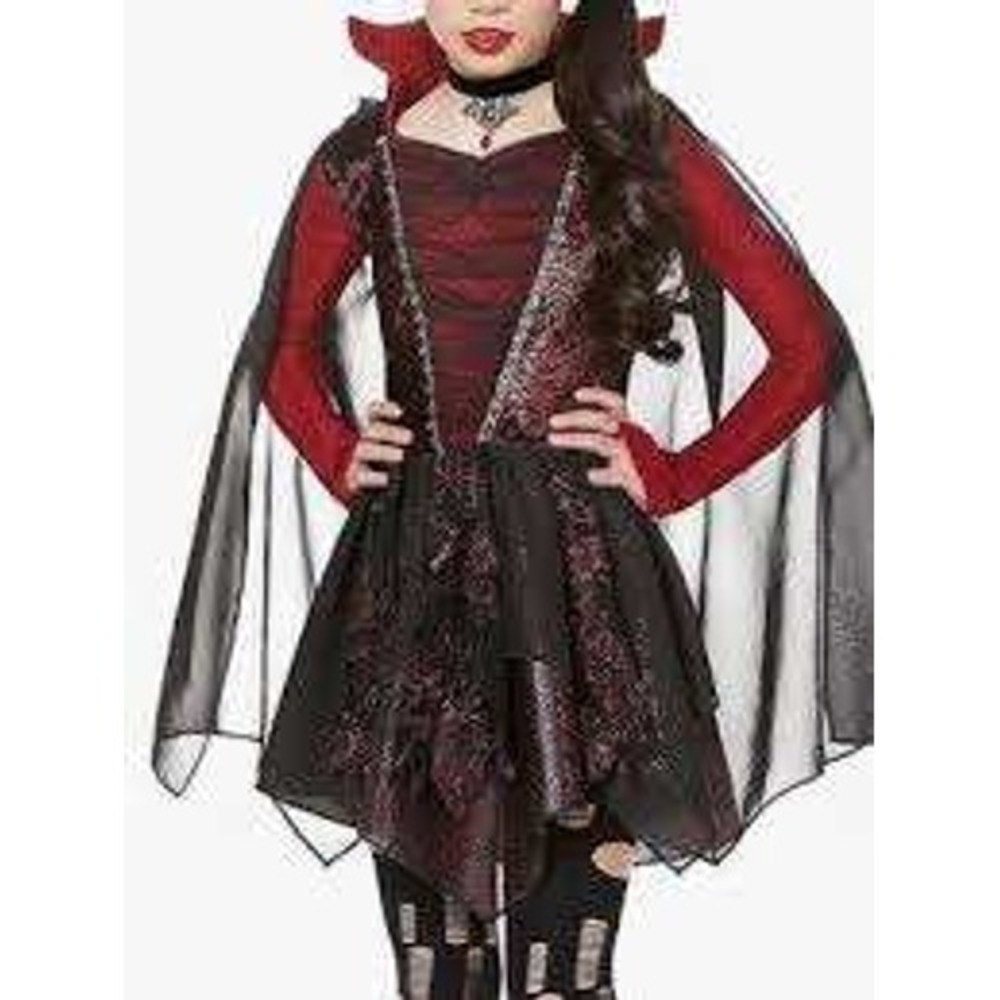 Spirit Glitter Vampire Dress Costume Kids Medium Red Black